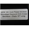 Image 6 : New 18K Gold Plated 30.0 mm Simulated Diamond (CZ) Cross Necklace Chain 19" Long