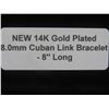 Image 6 : New 14K Gold Plated 8.0 mm Cuban Link Bracelet 8" Long