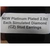 Image 7 : New Platinum Plated 2.0 ct Each Simulated Diamond (CZ) Stud Earrings