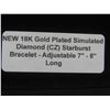 Image 8 : New 18K Gold Plated Simulated Diamond (CZ) Starburst Bracelet Adjustable 7–8" Long
