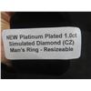 Image 9 : New Platinum Plated 1.0 Ct Simulated Diamond (CZ) Man's Ring Resizable