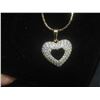 Image 8 : New 18K Gold Plated 25.0 Mm Simulated Diamond (CZ) Heart Cluster Necklace Chain 19" Long