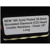 Image 9 : New 18K Gold Plated 25.0 Mm Simulated Diamond (CZ) Heart Cluster Necklace Chain 19" Long