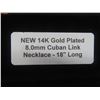 Image 6 : New 14K Gold Plated 8.0 Mm Cuban Link Necklace 18" Long