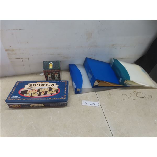 Rummy-O Collectors Game, 3 Binders, Cardboard Bourse House, Roly Poly Fisher Price Ball
