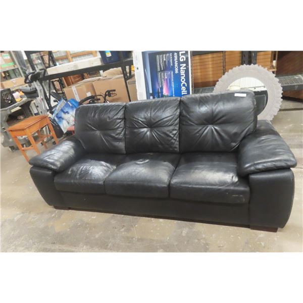 Leather/Leather Style Couch, 80" Wide