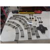 Image 1 : Model Train Pieces Track, 4 Cars, Signs And More