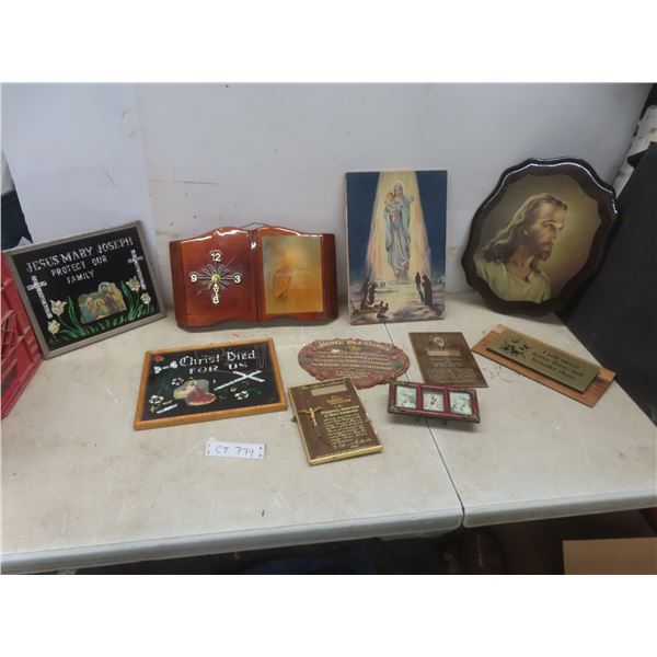 Wall Clock, Religious Pictures And Quotes