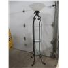 Image 1 : Black Metal Free Standing Lamp 69" High w/ 3 Glass Shelves