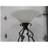 Image 2 : Black Metal Free Standing Lamp 69" High w/ 3 Glass Shelves