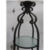 Image 3 : Black Metal Free Standing Lamp 69" High w/ 3 Glass Shelves