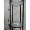 Image 4 : Black Metal Free Standing Lamp 69" High w/ 3 Glass Shelves