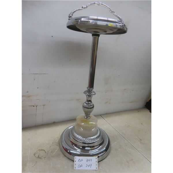 Vintage Stand-Up Chrome Ashtray No Glass Ashtray