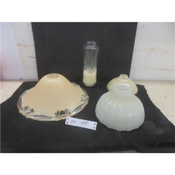 3 Vintage Glass Lamp Shades, Candle