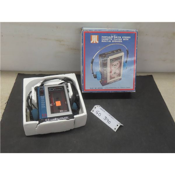 New Portable AM/FM Stereo Cassette Player W/ Built-In Speaker, Headphones & Original Box