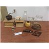 Image 1 : Vintage Milk Cream Bottles, Butter Press, Coffee Grinder, Sad Iron