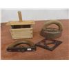 Image 5 : Vintage Milk Cream Bottles, Butter Press, Coffee Grinder, Sad Iron