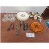Image 1 : China Plates Tudor Rose Pattern, China Flower Bouquet, Silver Plated Spoons & 4 Crystal Ashtrays &