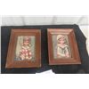 Image 1 : 2 Wooden Framed Big Eyes Harlequin And Sailor Girl By Eden 7.5" x 9.75"