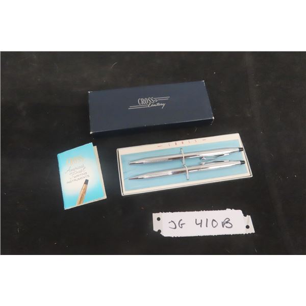 Vintage Cross Ball Point Pen And Mechanical Pencil Set Chrome #3501