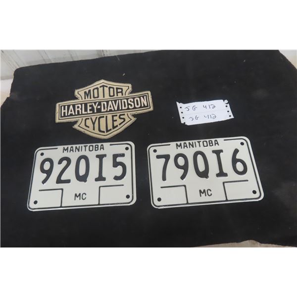2 Motorcycle Plates 1983 And Harley-Davidson Cycles Patch