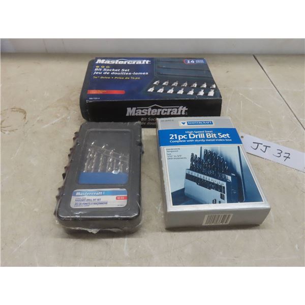 New Mastercraft 14 Piece Bit Socket Set, 21 Piece High Speed Steel Drill Bits And 12 Piece Masonry