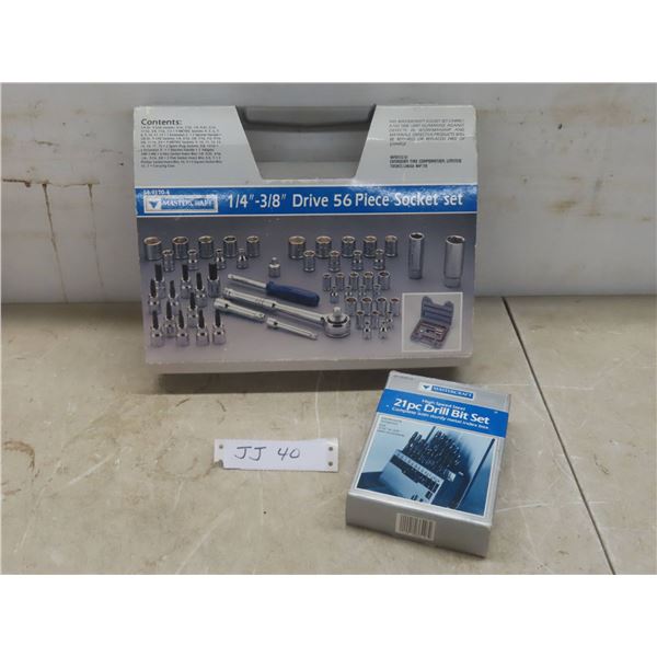 New Mastercraft 1/4" & 3/8" Drive 56 Piece Socket Set and 21 Piece Drill Bit Set