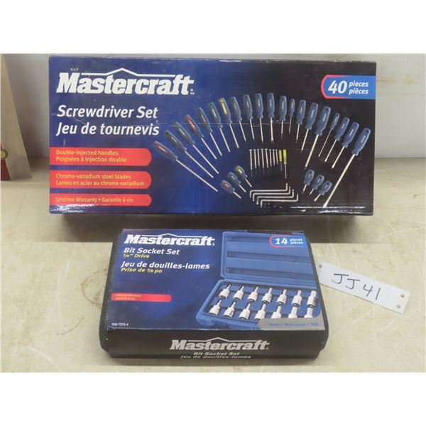 New Mastercraft 40 Piece Screwdriver Set And 14 Piece 3/8" Bit Socket Set