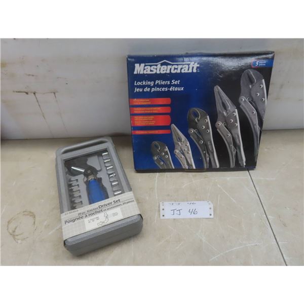 Mastercraft 5 Piece Locking Pliers And 20 Piece Ratchet Driver Set