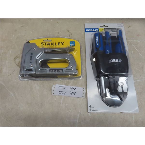 New: Stanley Heavy Duty Stapler, Kobalt 4 Piece Electricians Tool Kit