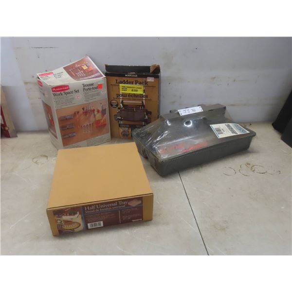 Rubbermaid Work Space Set, Ladder Pack, Value Pack Tote Tray And Half Universal Tray