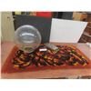 Image 1 : Decorative Mat 42" X 22", Large Plastic Round Light Shade 14" Tall & Metal Box W/ Snowman