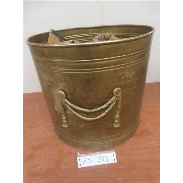 Brass Drum Full Of Forging Coal 14" x 12"