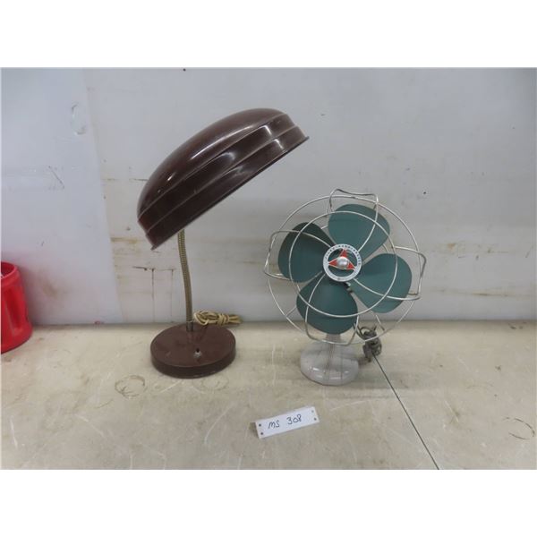 Vintage Desk Lamp And Silex Handy Breeze Fan