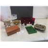 Image 1 : 10 Ruby Red Glasses, Crystal Candy Dish, Ashtrays