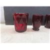 Image 4 : 10 Ruby Red Glasses, Crystal Candy Dish, Ashtrays
