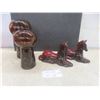 Image 1 : Decorative Art Glass Vases Tallest 10 1/2", 2 Ceramic Horse Figures