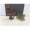 Image 1 : Metal Art Abstract 13" Tall, Brass Scroll Napkin/Letter Holder