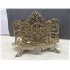 Image 4 : Metal Art Abstract 13" Tall, Brass Scroll Napkin/Letter Holder