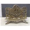 Image 8 : Metal Art Abstract 13" Tall, Brass Scroll Napkin/Letter Holder