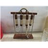 Image 2 : 2 Bar Tool Sets with Stand, Vintage Seltzer Bottle, Tray, Crystal Glasses