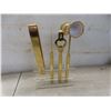 Image 7 : 2 Bar Tool Sets with Stand, Vintage Seltzer Bottle, Tray, Crystal Glasses