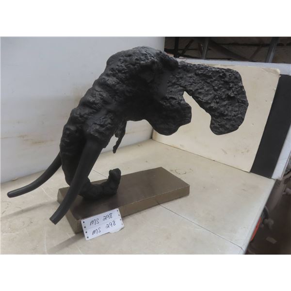 PTMD Collection Iriss Brass Elephant Statue Featuring A Casted Textured Finish On Base "