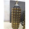 Image 2 : Vintage 1960s MCM Amber Bubble Cage Hanging Pendant Light 19" Fixture (Minor Damage At Bottom)