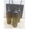 Image 7 : Vintage 1960s MCM Amber Bubble Cage Hanging Pendant Light 19" Fixture (Minor Damage At Bottom)