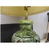 Image 5 : MCM 1960s Ceramic Table Lamp Avocado Green Glaze With Cutout Geometric Details Works