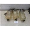 Image 1 : 3 Vintage Hanging Pendant Lights With Hobnail Style Glass And Brass Caps And Bases Fixture Height 1