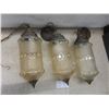 Image 8 : 3 Vintage Hanging Pendant Lights With Hobnail Style Glass And Brass Caps And Bases Fixture Height 1