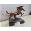 Image 1 : Galloping Horses On Grasslands Bronze Electroplated 13" x 15" x 6" Hoof Damaged
