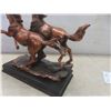 Image 4 : Galloping Horses On Grasslands Bronze Electroplated 13" x 15" x 6" Hoof Damaged